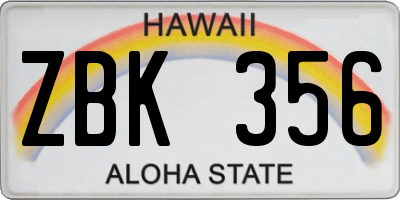 HI license plate ZBK356
