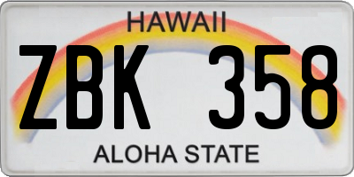 HI license plate ZBK358