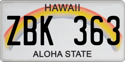 HI license plate ZBK363