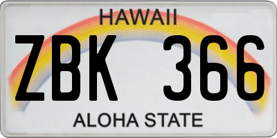 HI license plate ZBK366
