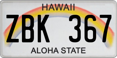 HI license plate ZBK367