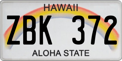 HI license plate ZBK372