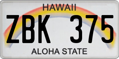HI license plate ZBK375