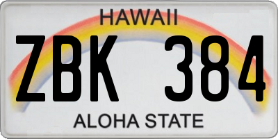 HI license plate ZBK384