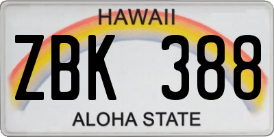 HI license plate ZBK388