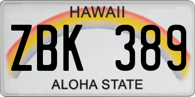 HI license plate ZBK389