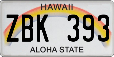 HI license plate ZBK393