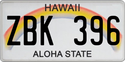 HI license plate ZBK396