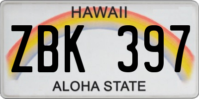 HI license plate ZBK397