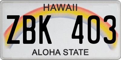 HI license plate ZBK403