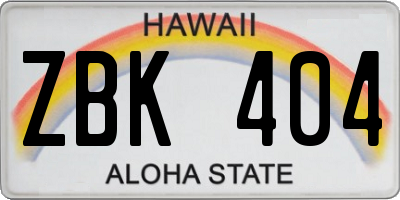 HI license plate ZBK404