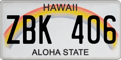 HI license plate ZBK406