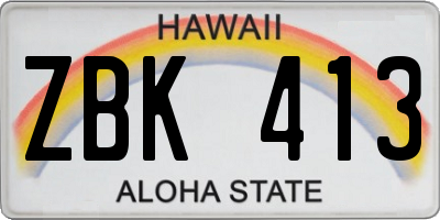 HI license plate ZBK413