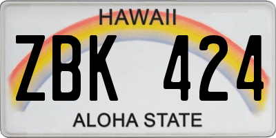 HI license plate ZBK424