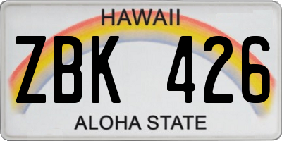 HI license plate ZBK426