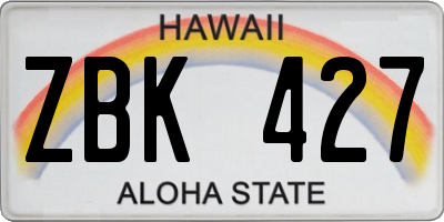 HI license plate ZBK427