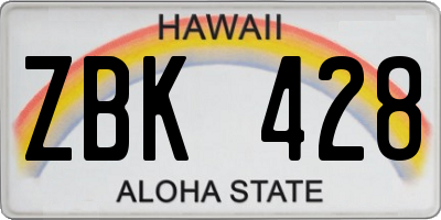HI license plate ZBK428