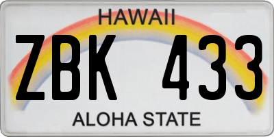 HI license plate ZBK433