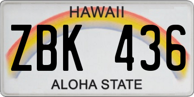 HI license plate ZBK436