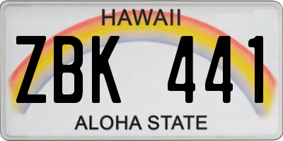 HI license plate ZBK441