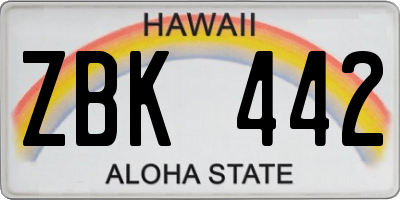 HI license plate ZBK442