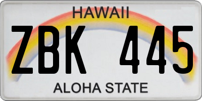 HI license plate ZBK445