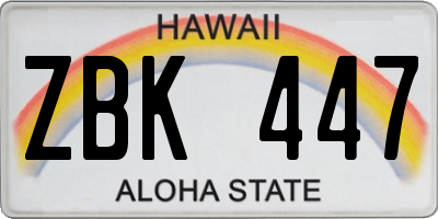 HI license plate ZBK447