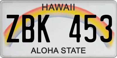 HI license plate ZBK453