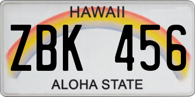 HI license plate ZBK456