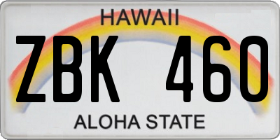 HI license plate ZBK460