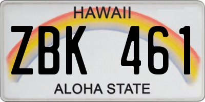 HI license plate ZBK461