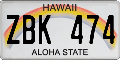 HI license plate ZBK474
