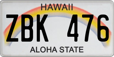 HI license plate ZBK476