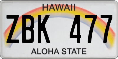 HI license plate ZBK477