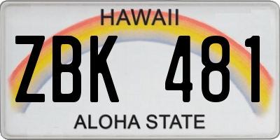 HI license plate ZBK481