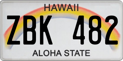 HI license plate ZBK482