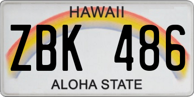 HI license plate ZBK486