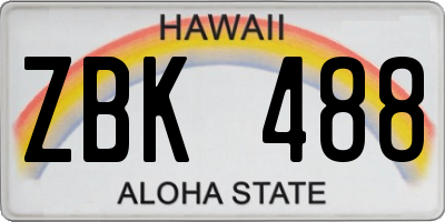 HI license plate ZBK488