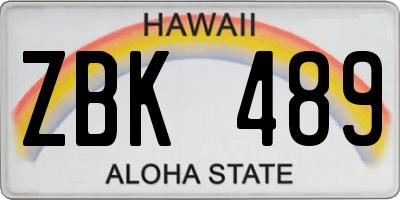 HI license plate ZBK489