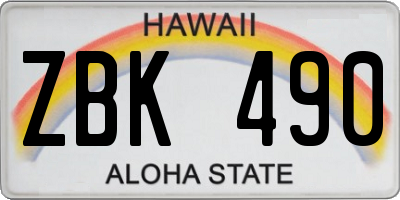 HI license plate ZBK490