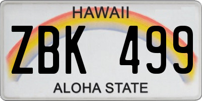 HI license plate ZBK499
