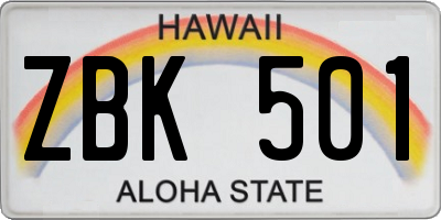 HI license plate ZBK501