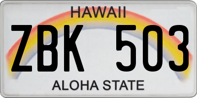 HI license plate ZBK503