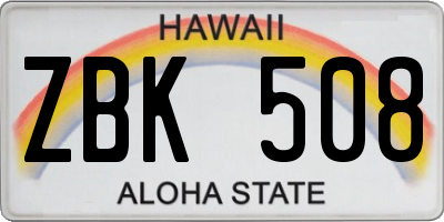 HI license plate ZBK508