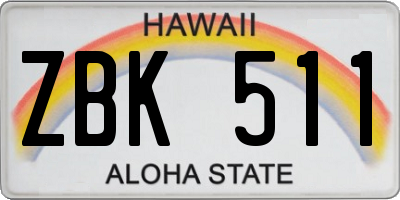 HI license plate ZBK511