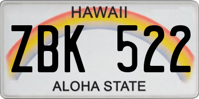 HI license plate ZBK522