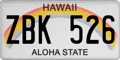 HI license plate ZBK526