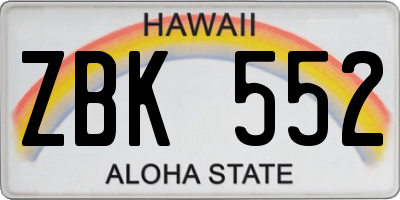 HI license plate ZBK552