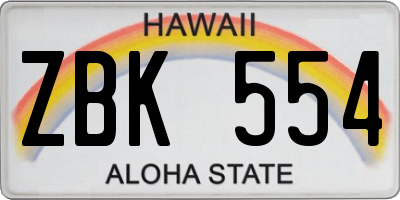 HI license plate ZBK554