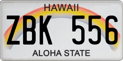 HI license plate ZBK556